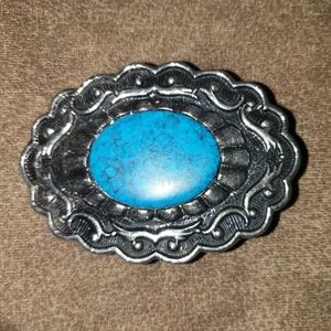VINTAGE NAVAJO  FAUX TURQUOISE,  STERLING SILVER BELT BUCKLE!​